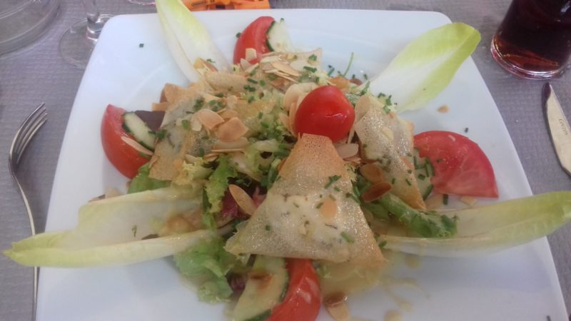 top tips provence cote d'azur Goats cheese salad at La Moules Joyeuse